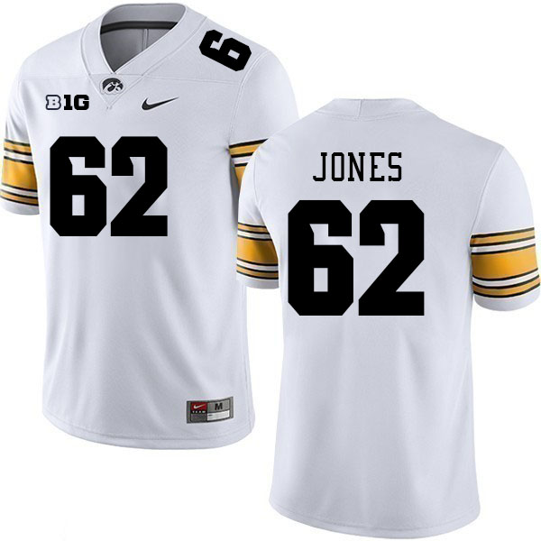 Iowa Hawkeyes #62 Cal Jones College Football Jerseys Stitched Sale-White